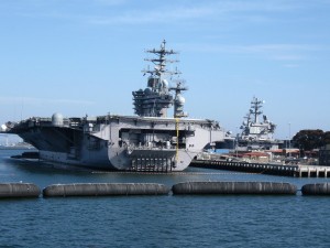 Aircraft Carriers USS Nimitz and USS Ronald Reagan in San Diego Bay