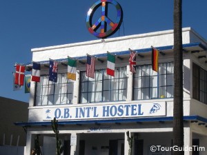 Peace Sign and Foreign Flags at the Ocean Beach Youth Hostel
